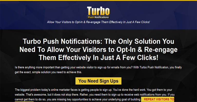 Turbo Push Notifications Sales page image